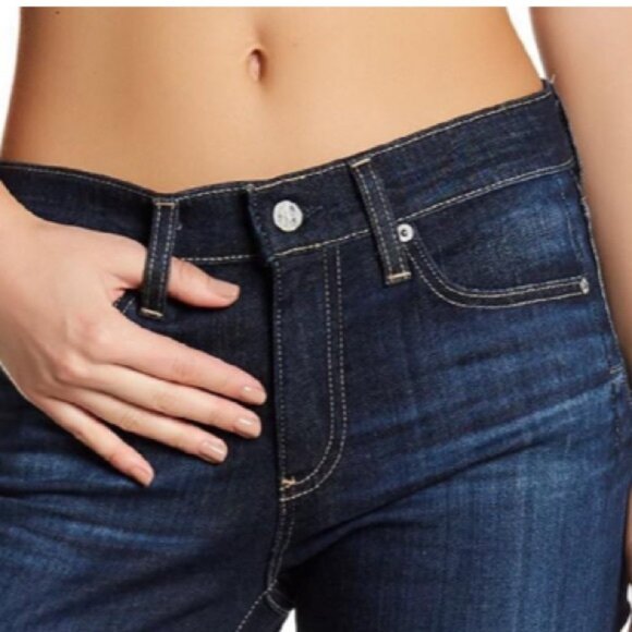 AG Adriano Goldschmied The Beau High Rise Slouchy Skinny Jeans Dark Distress 24R - Picture 11 of 16